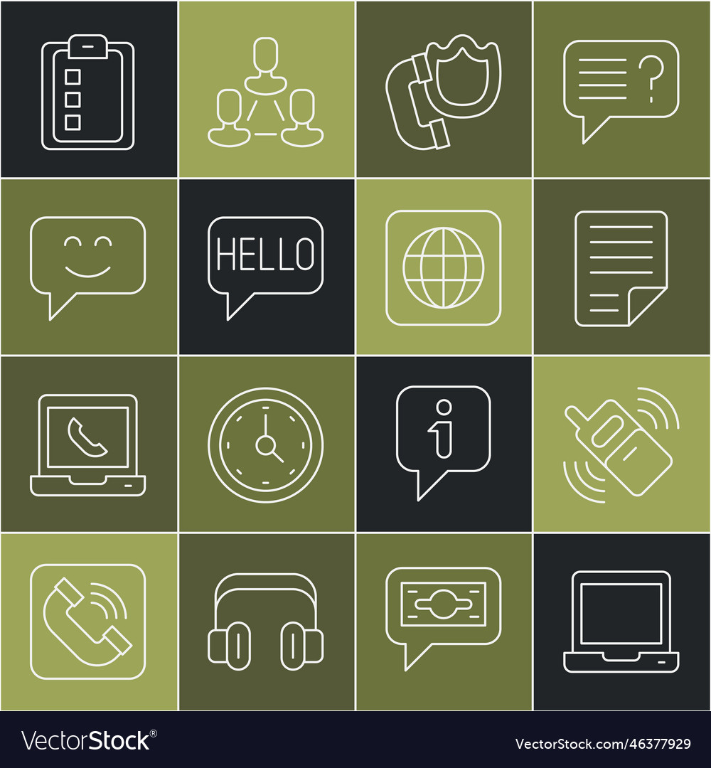 Set line laptop mobile phone file document Vector Image