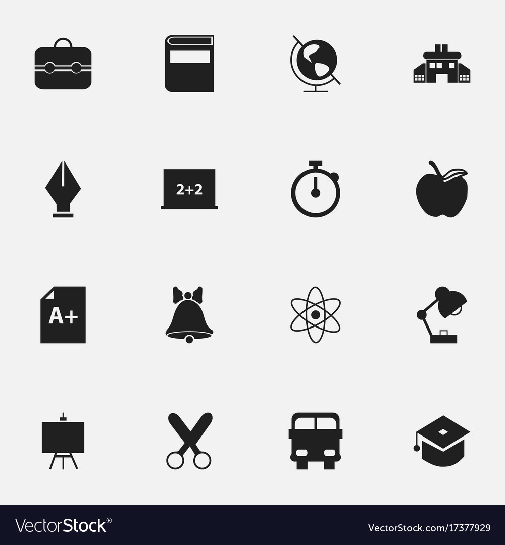 Set of 16 editable school icons includes symbols Vector Image