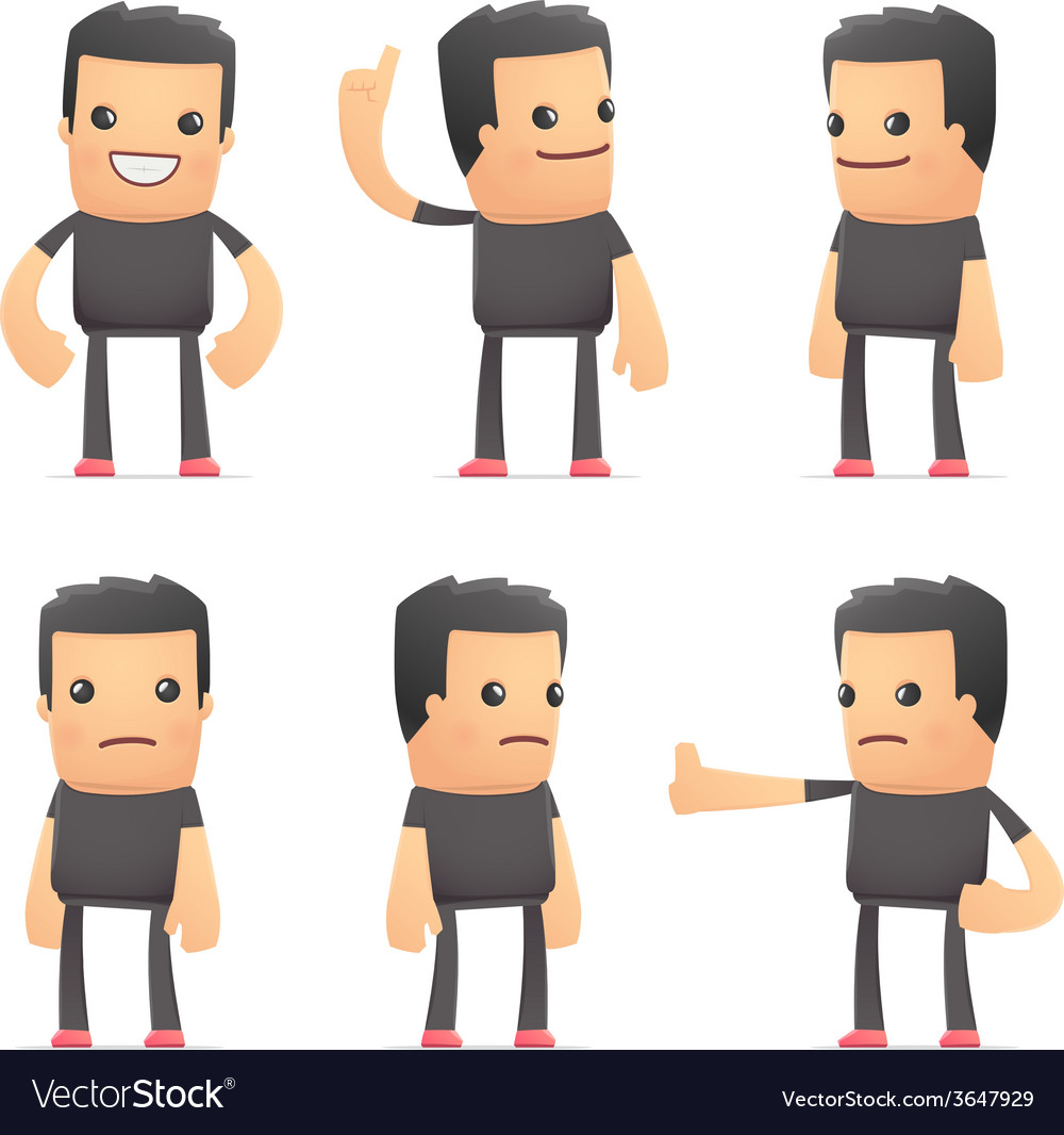 Set of bad guy character in different poses