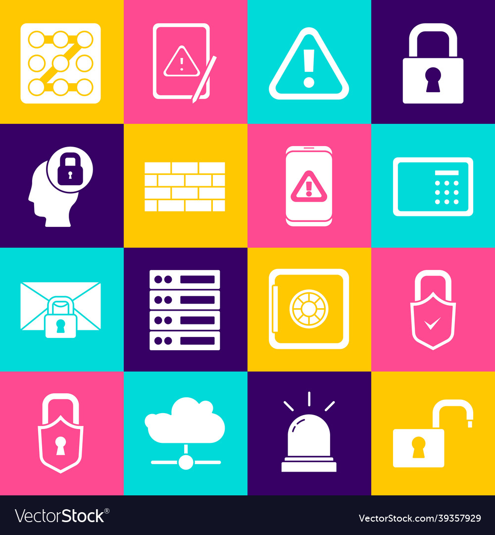 Set open padlock lock and check mark safe vector image Set open padlock lock and check mark safe