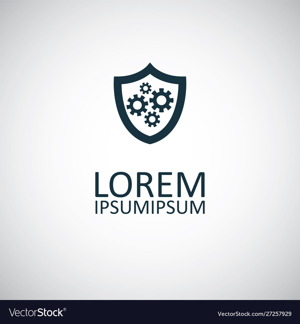 Shield gear icon for web and ui on white