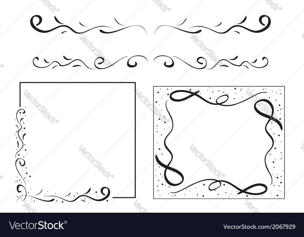 Wavy Black Curl Elements Set