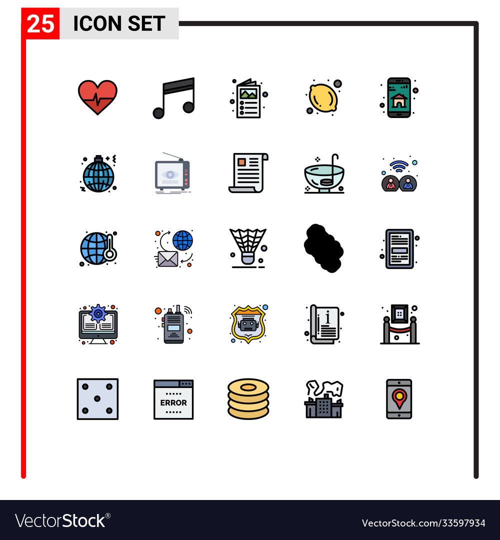 25 user interface filled line flat color pack