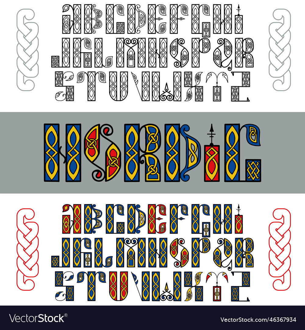 Author s stylish celtic font with patterns