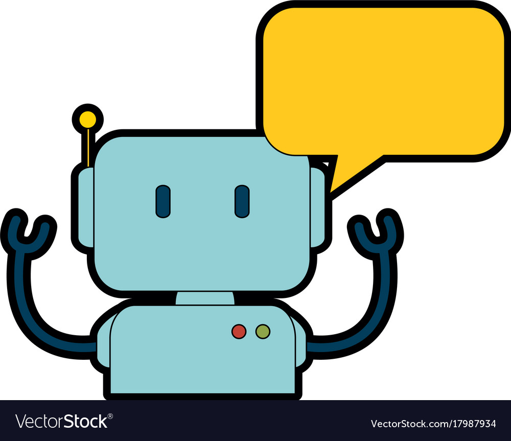 Electronic robot with speech bubble character