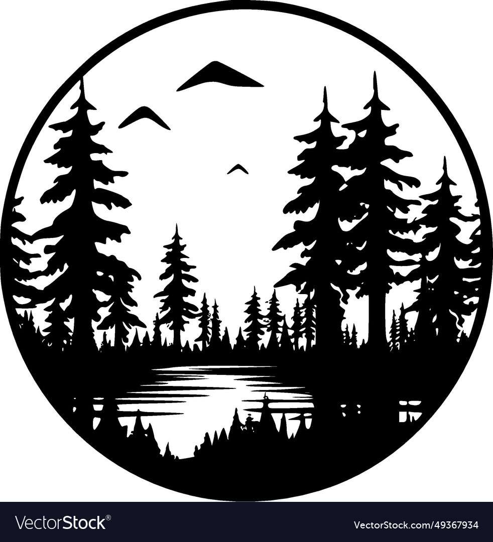 Forest - black and white Royalty Free Vector Image