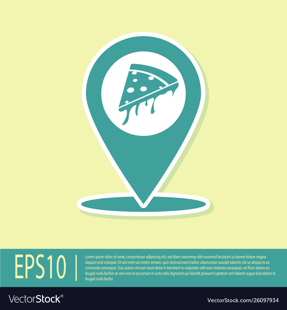 Green map pointer with fast food slice pizza icon vector image Green map pointer with fast food slice pizza icon