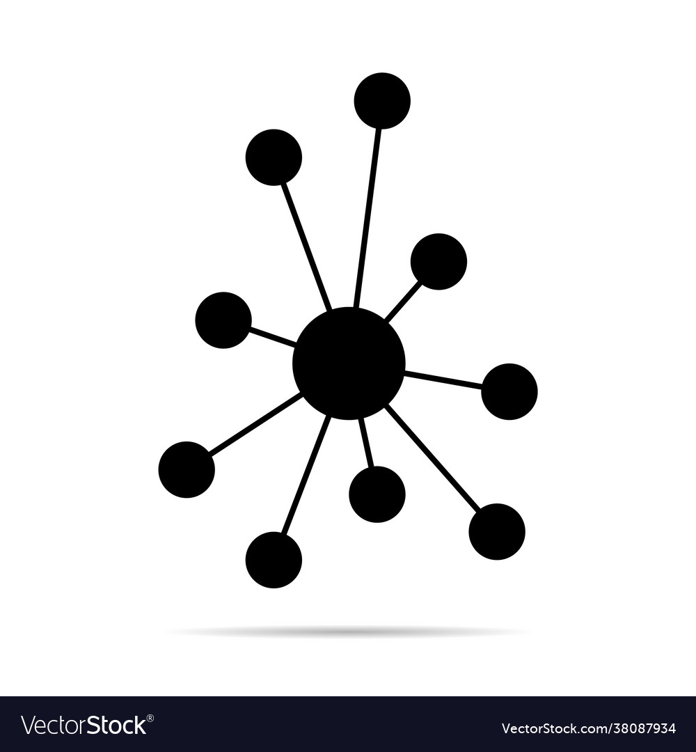 Hub flat network icon connect structure symbol vector image Hub flat network icon connect structure symbol