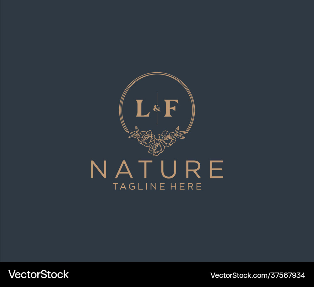 Initial lr letters floral frames botanical Vector Image