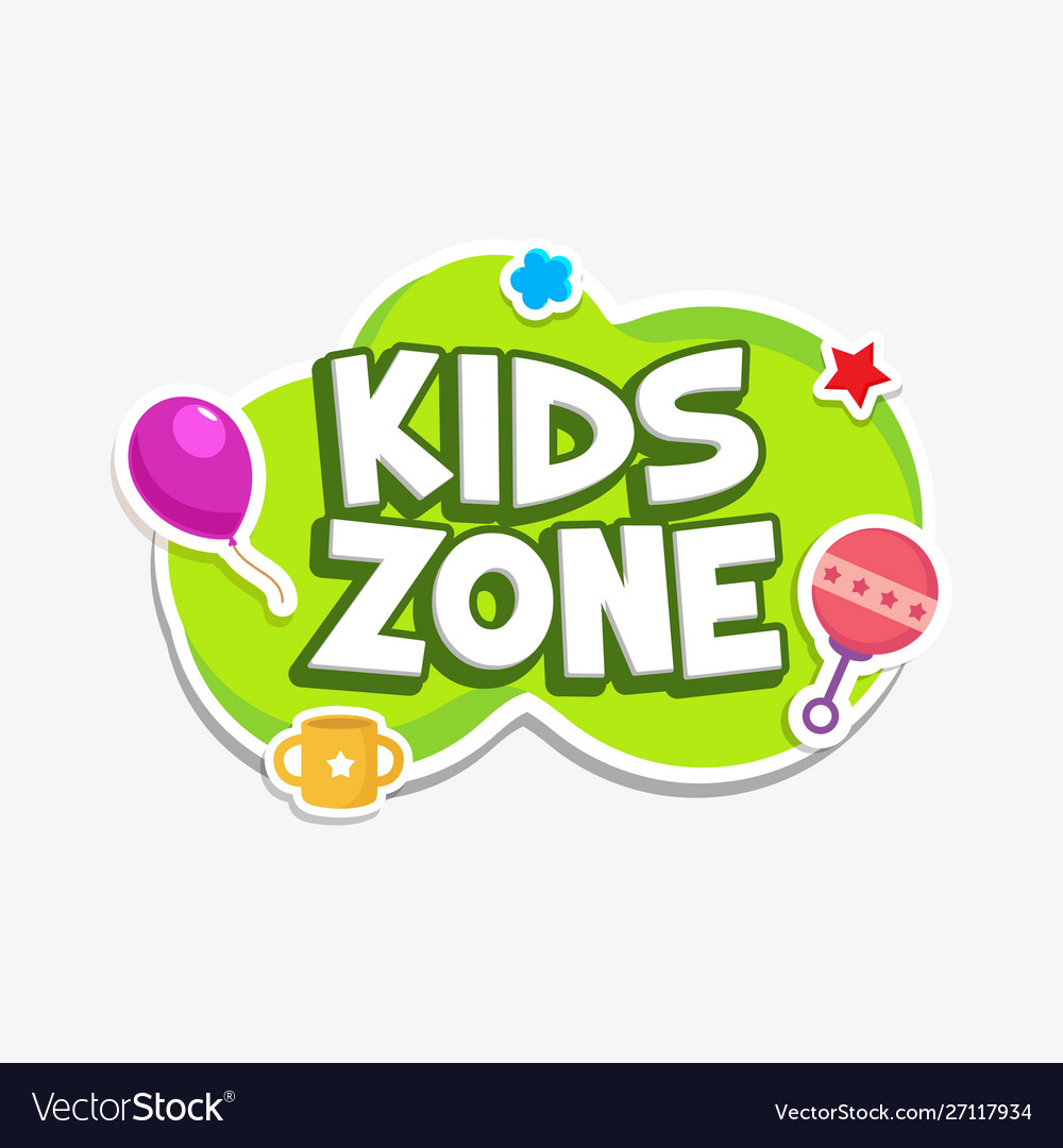 Kids zone label text sticker childish badge