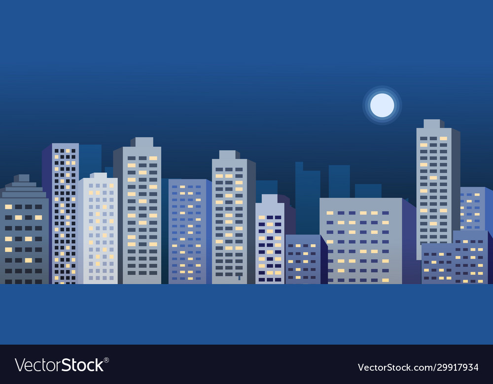 Night cityscape urban scene Royalty Free Vector Image