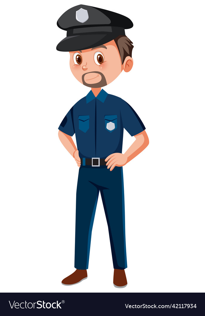 Policeman in blue uniform Royalty Free Vector Image