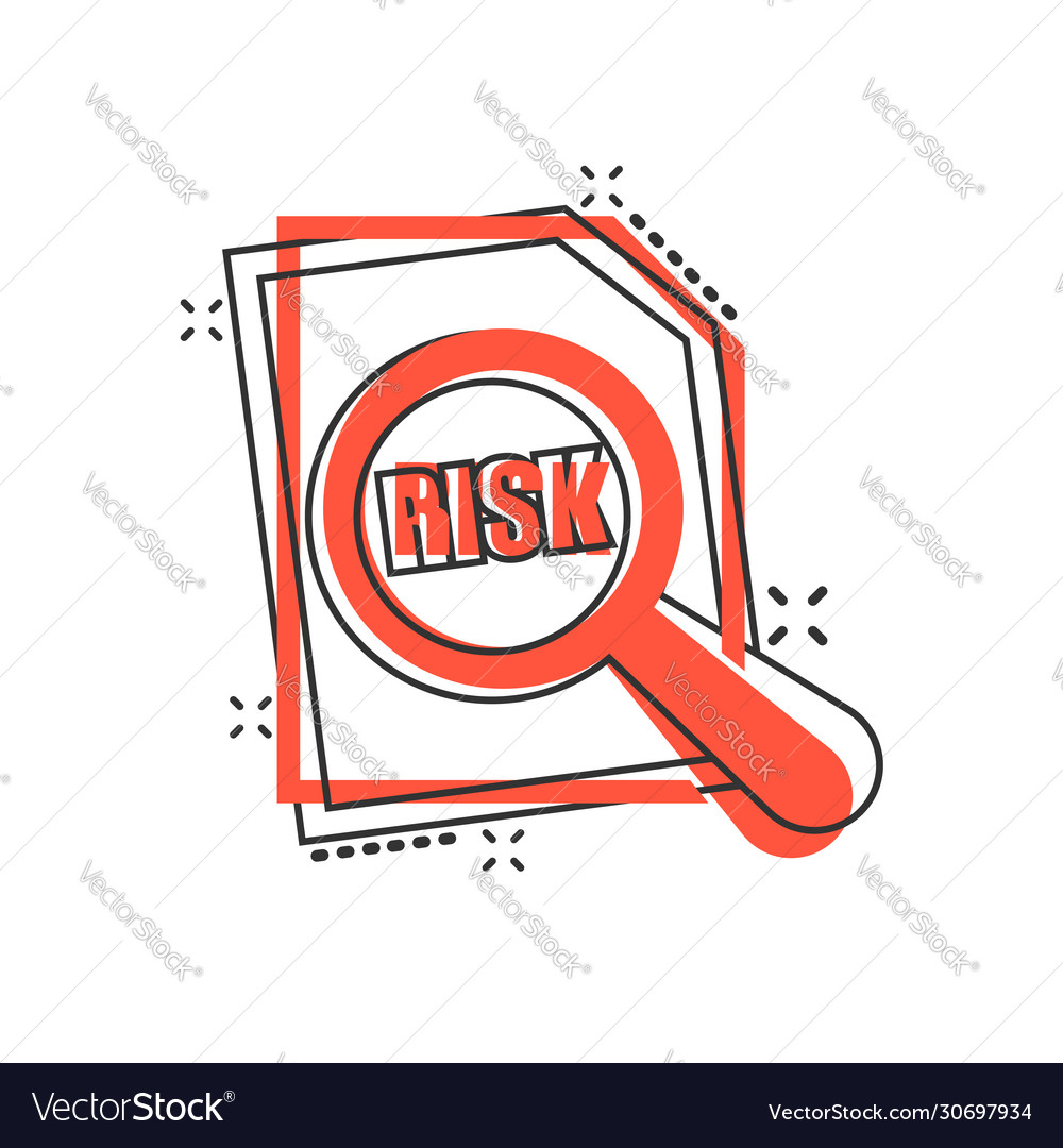 Risk level icon in comic style result cartoon