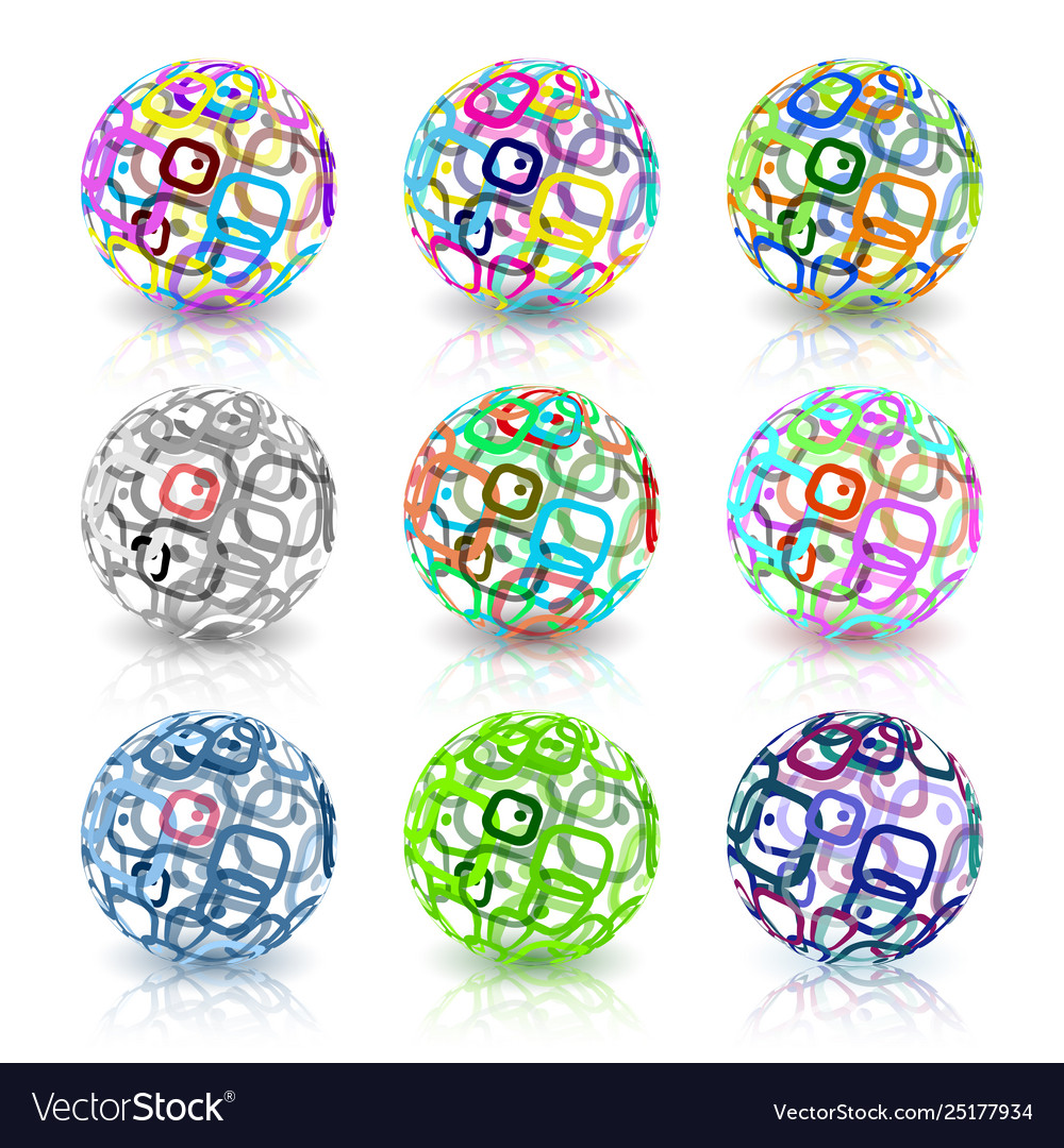 Set abstract globes made from retro rectangles Vector Image Set abstract globes made from retro rectangles