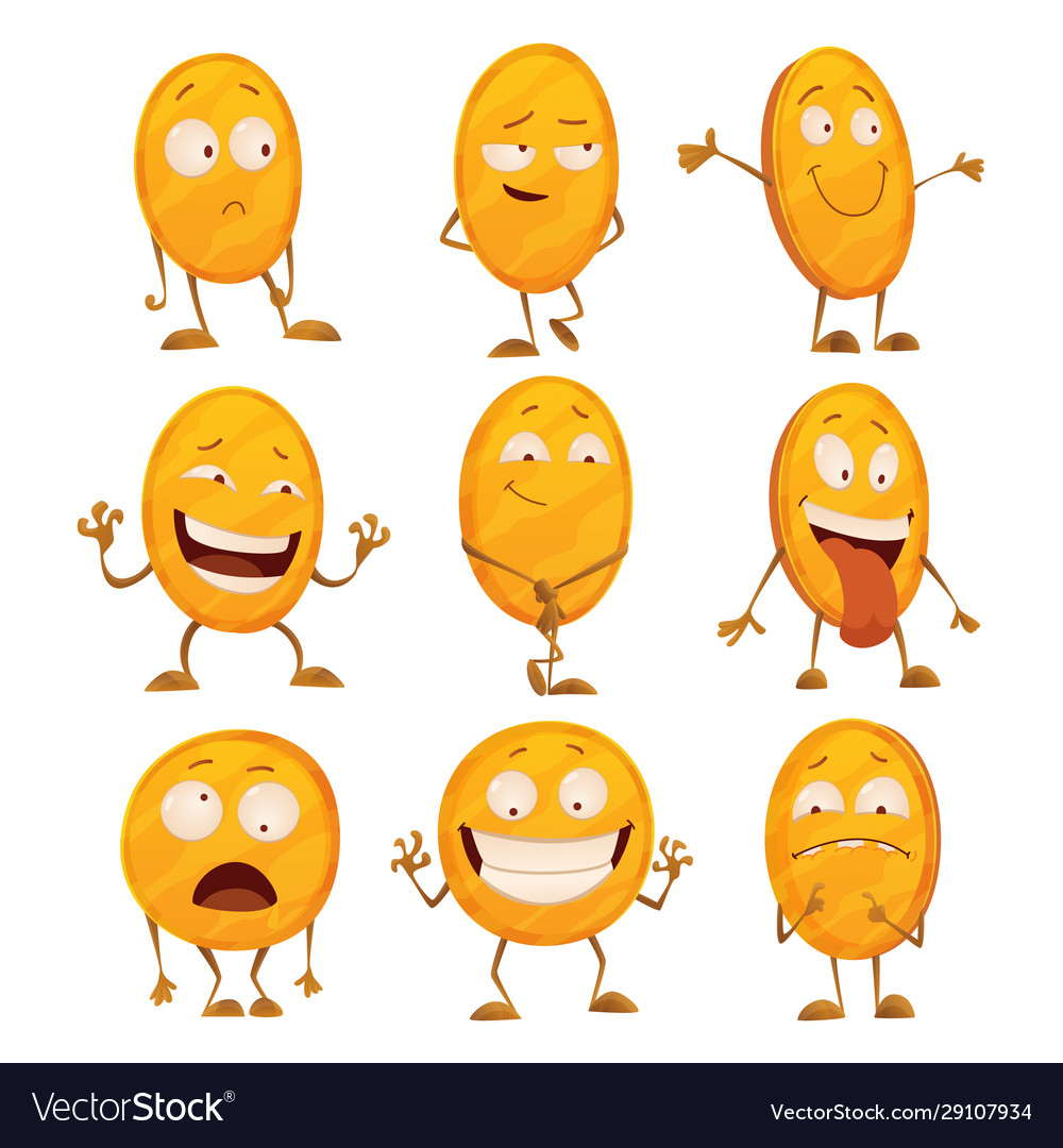 Set coins with emotions icon for game apps