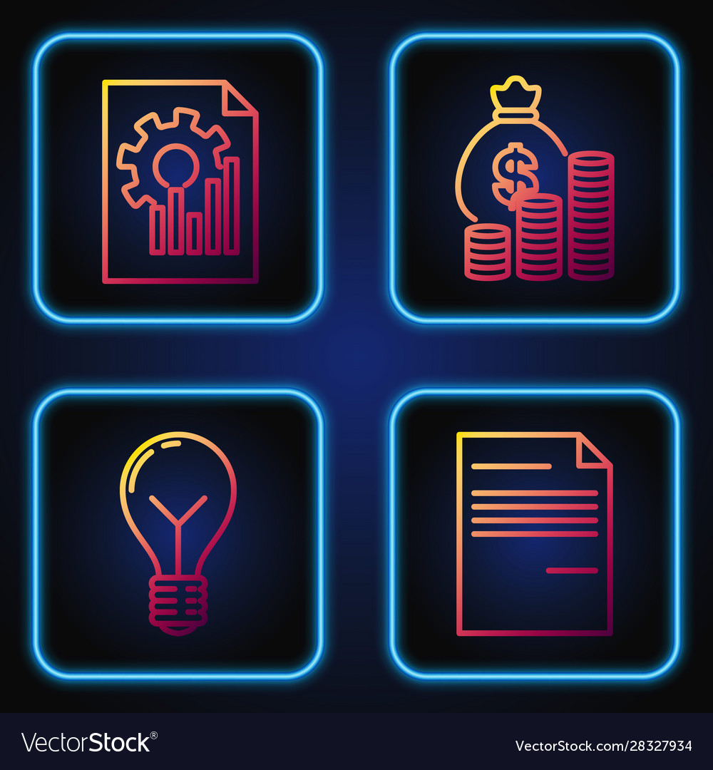 Set line document light bulb with concept idea Vector Image Set line document light bulb with concept idea