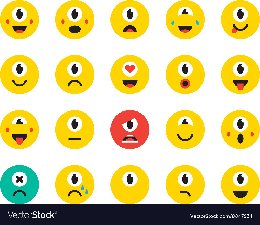 Set of emoticons or emoji Royalty Free Vector Image