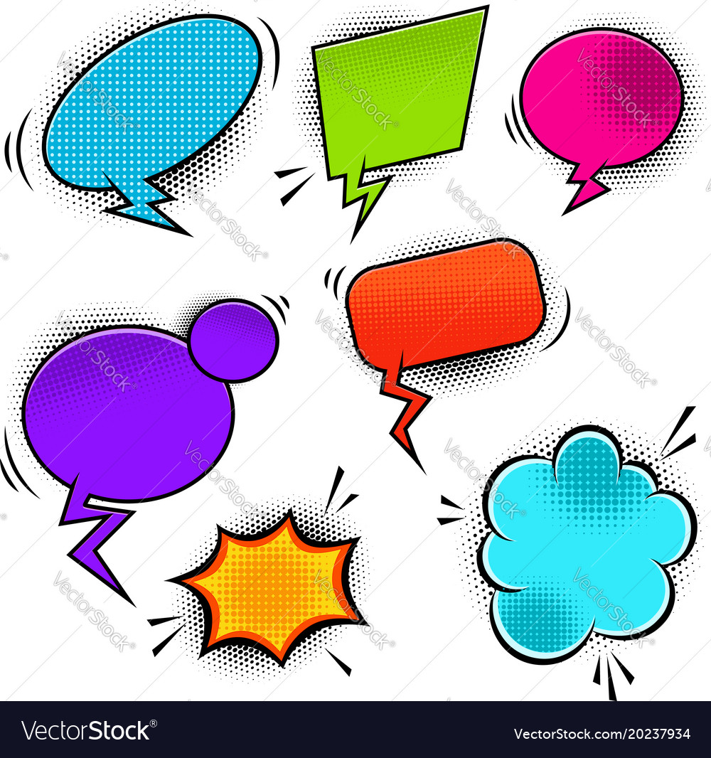 set of empty comic style speech bubbles design vector image bubbles design