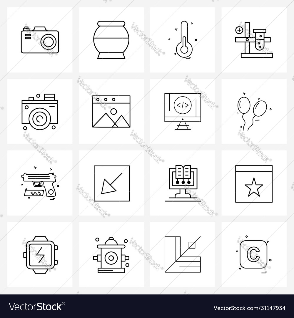 Simple set 16 line icons such as communication