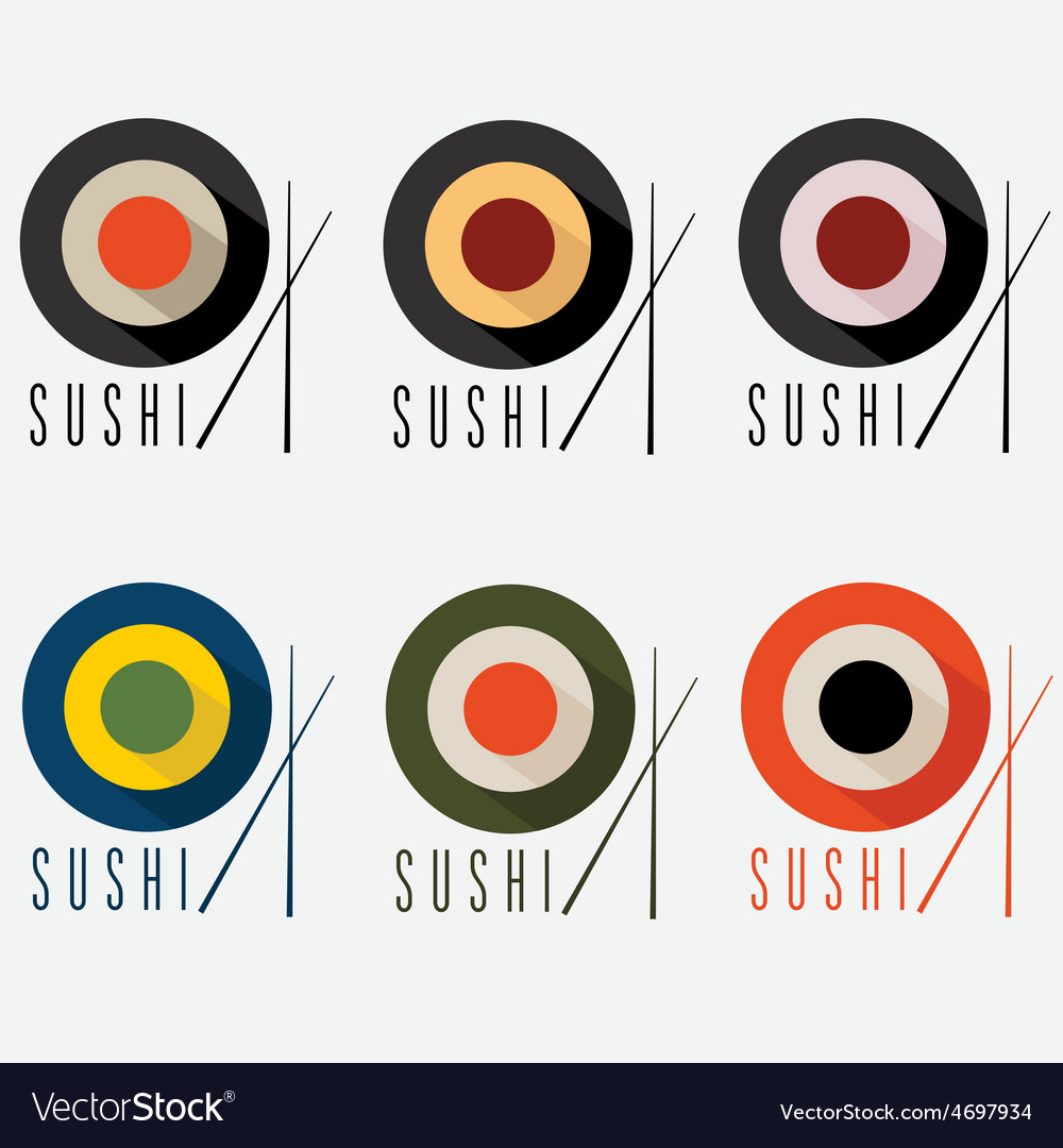 Sushi flat design set