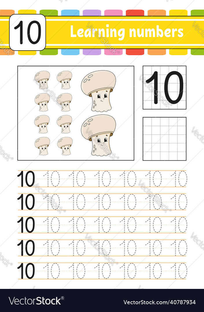 Trace and write numbers handwriting practice