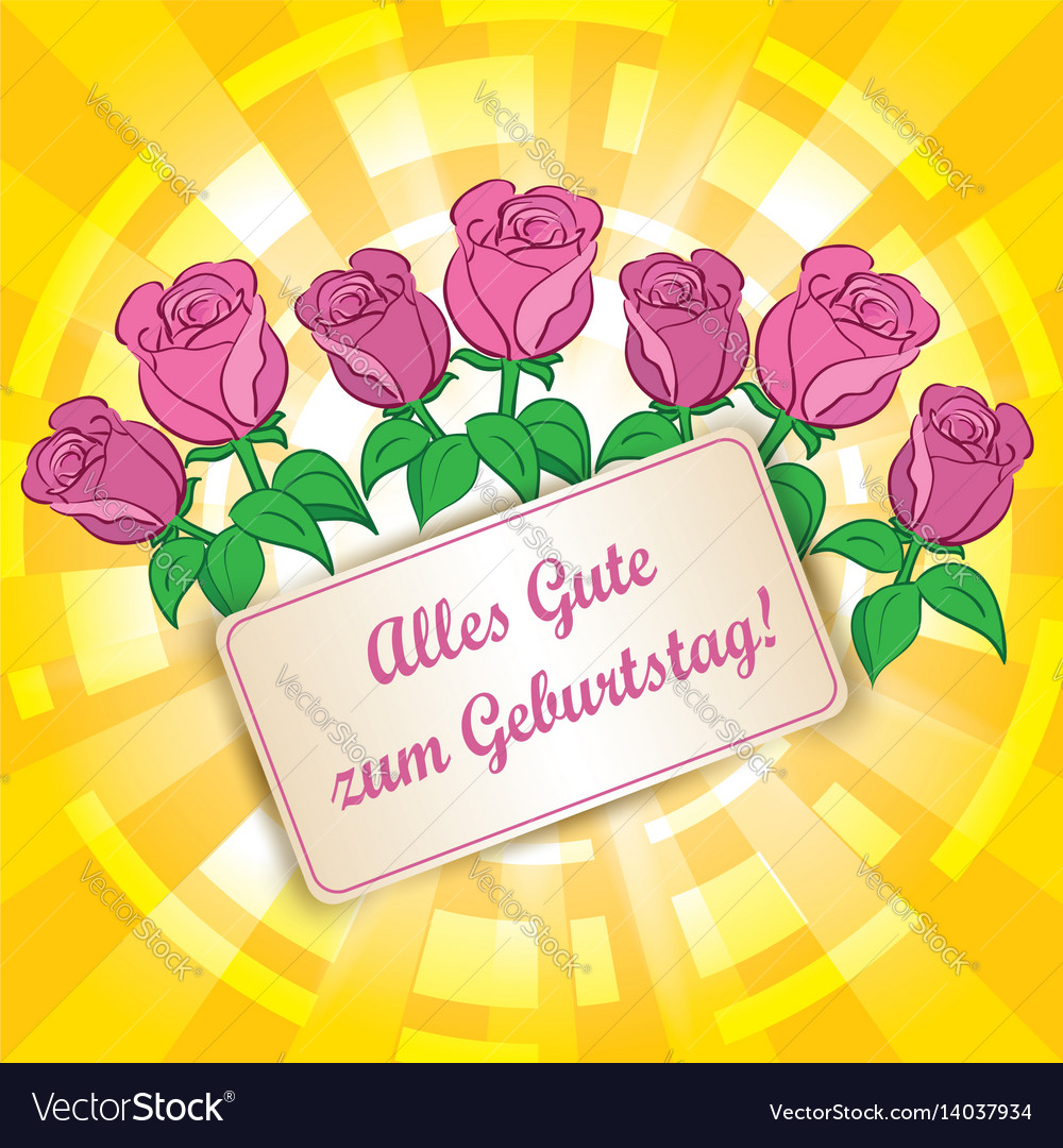 Yellow background with roses - alles gute zum Vector Image