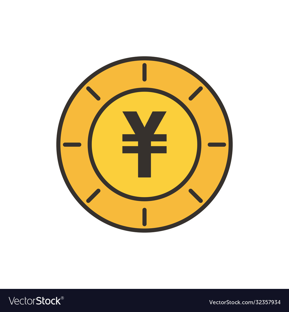 Yuan coin line and fill style icon design