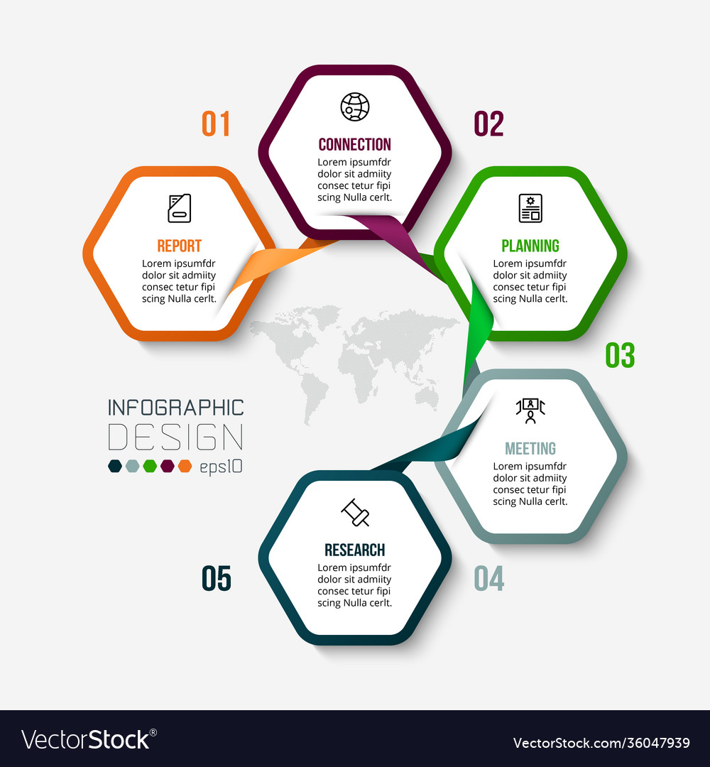 5 steps hexagonal pattern can be used vector image 5 steps hexagonal pattern can be used