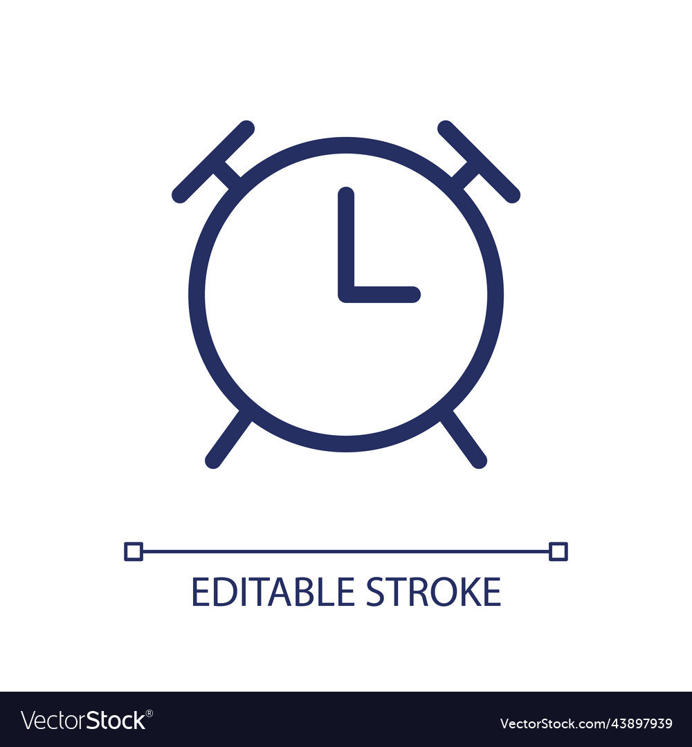 Alarm clock pixel perfect linear ui icon vector image Alarm clock pixel perfect linear ui icon