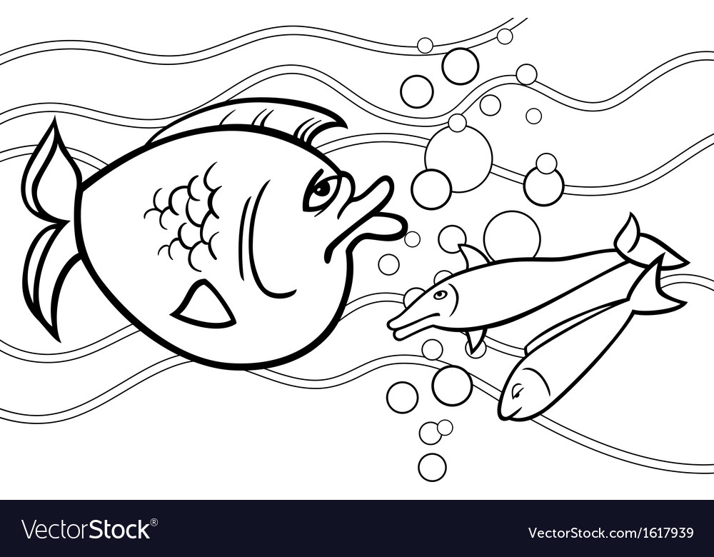 Big fish cartoon for coloring book Royalty Free Vector Image