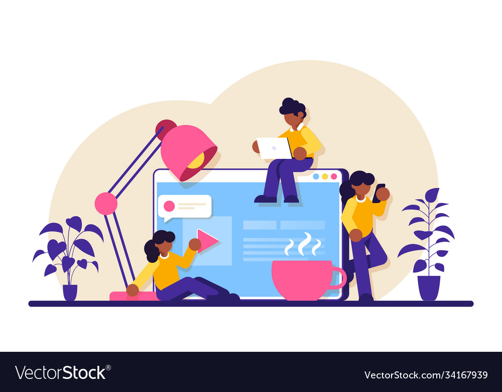 Communication via internet social networking vector image Communication via internet social networking