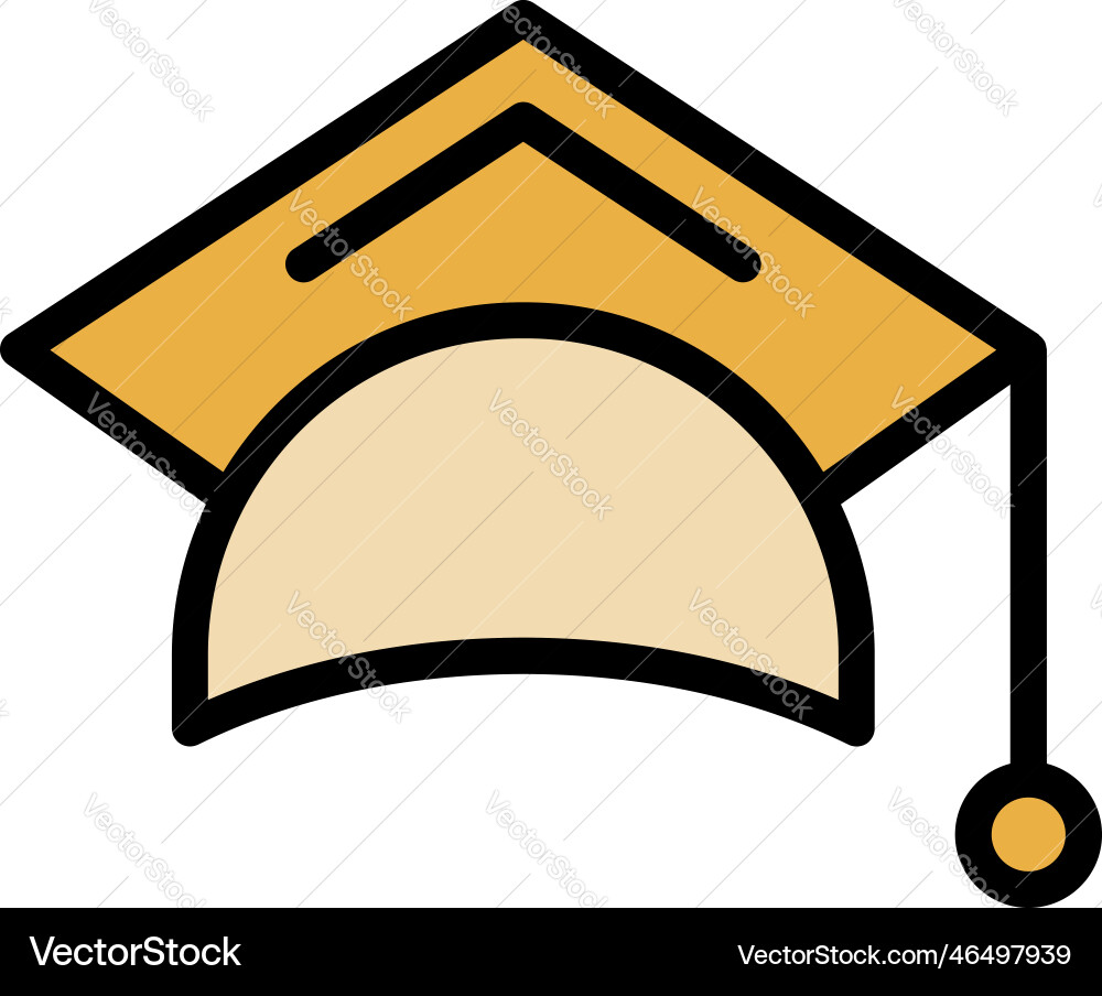 Education cap icon flat Royalty Free Vector Image