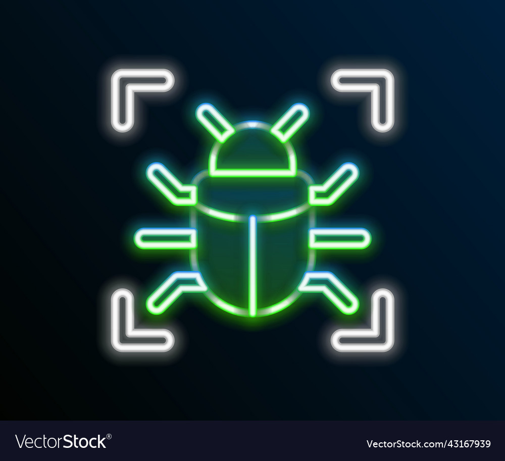 Glowing neon line system bug concept icon isolated vector image Glowing neon line system bug concept icon isolated