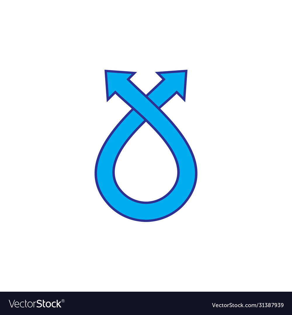 Linked arrow overlapping design symbol