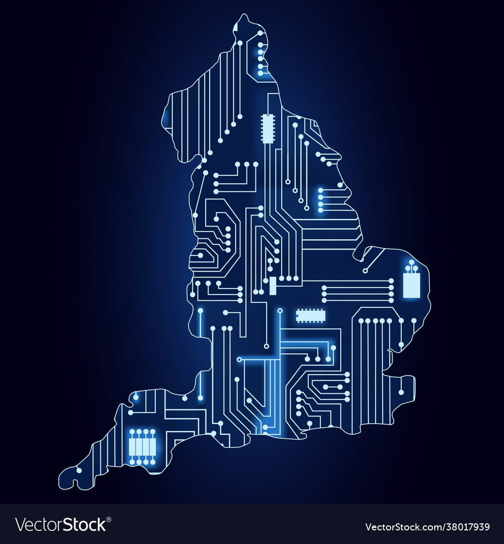 Map england with electronic circuit