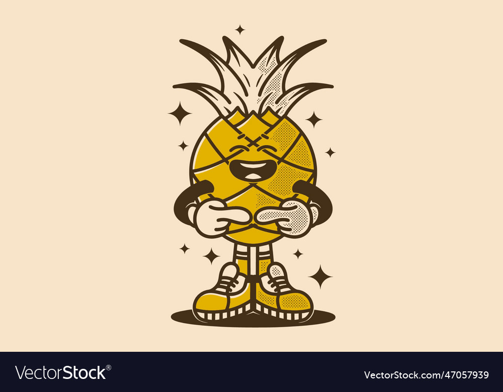 Pineapple character design with shy expression Vector Image Pineapple character design with shy expression