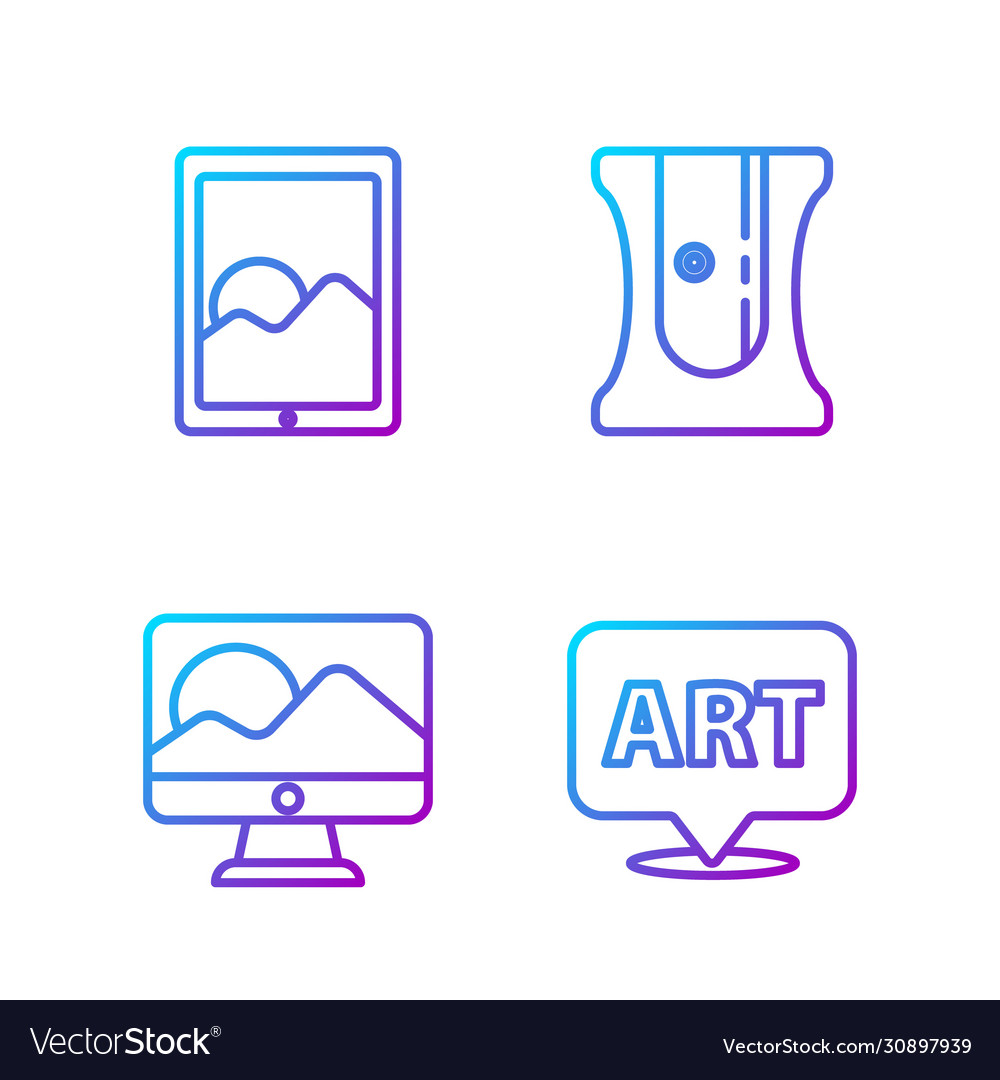 Set line speech bubble with text art computer