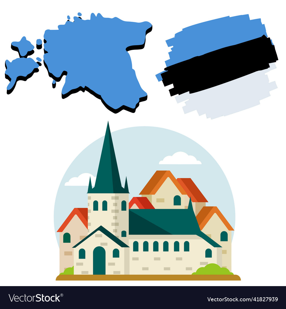 Set of national symbols of estonia Royalty Free Vector Image