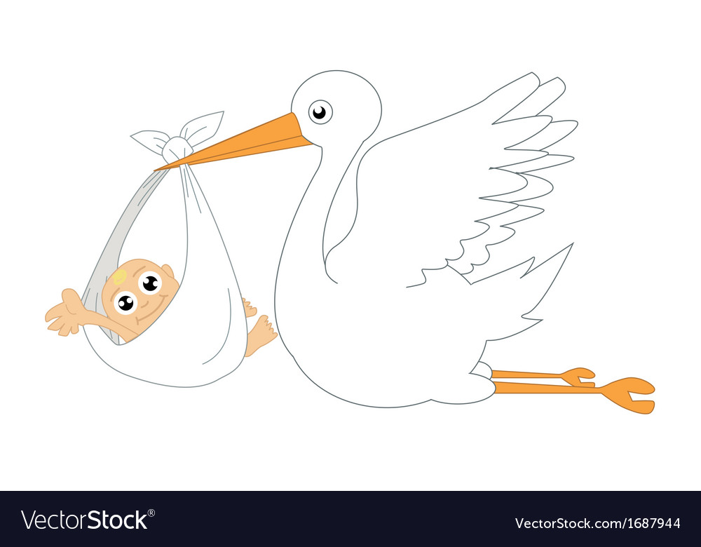 Baby with stork