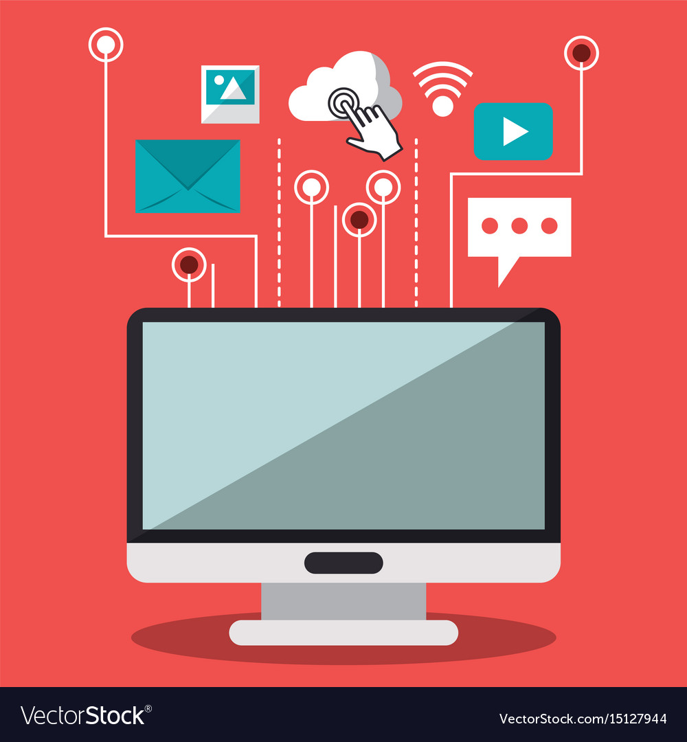 Colorful background of desktop computer and link