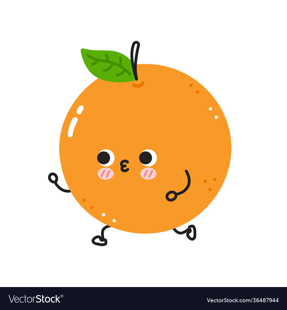 Cute funny orange jogging flat line Royalty Free Vector