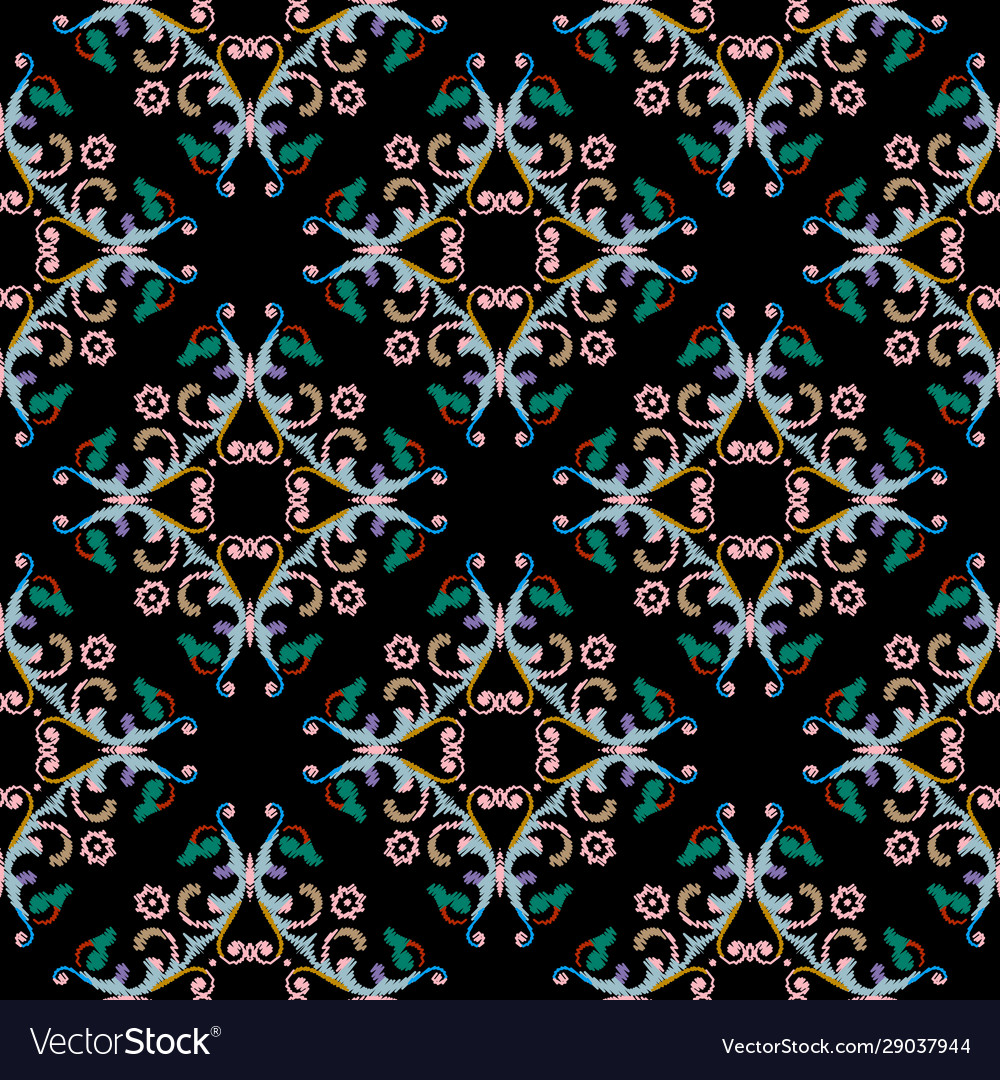 Damask textured seamless pattern colorful Vector Image Damask textured seamless pattern colorful