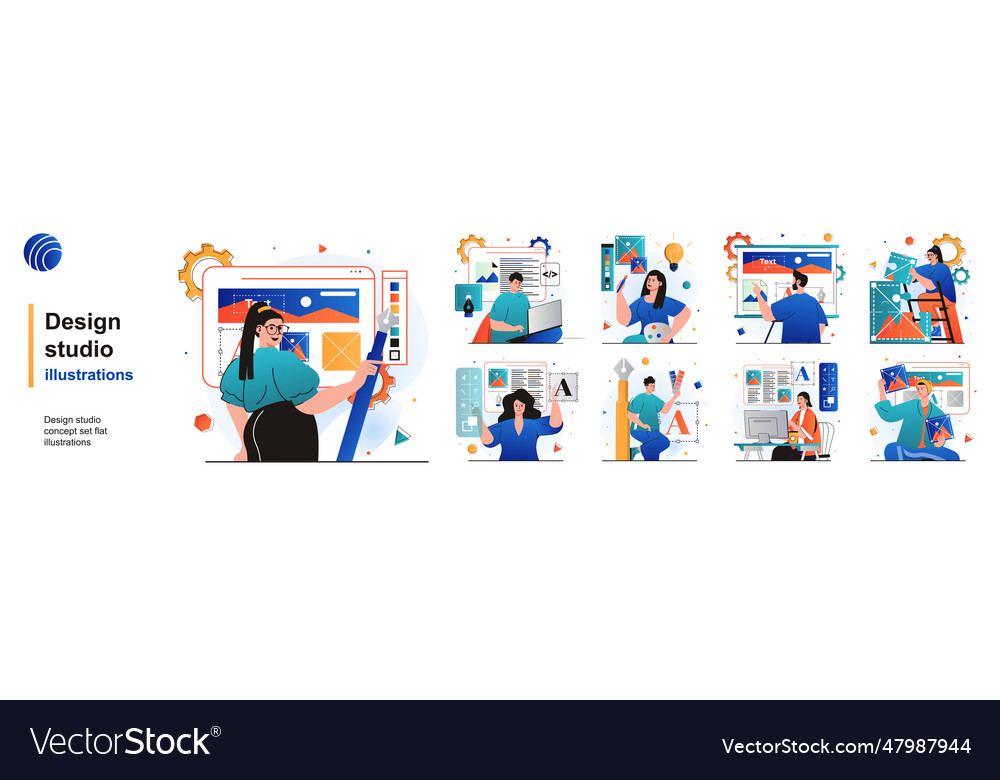 Design studio isolated set designers create Vector Image Design studio isolated set designers create