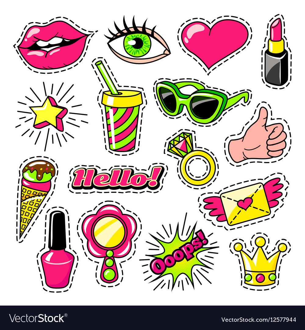 Elements For Girls In Comic Style Royalty Free Vector Image