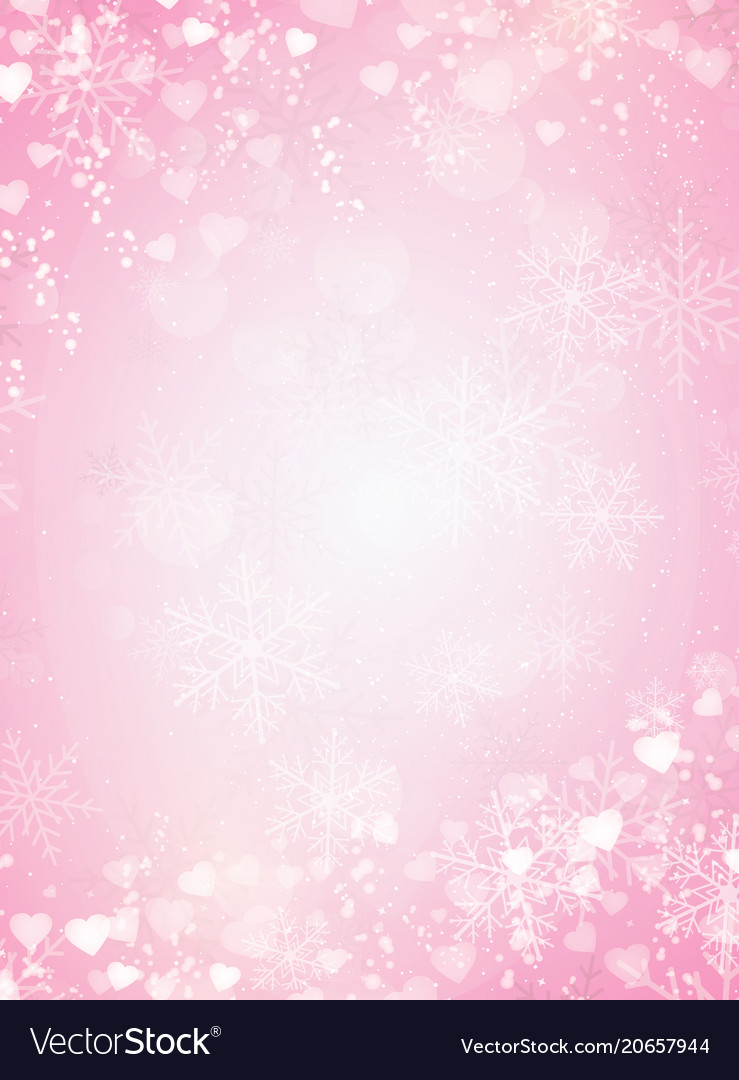 gradient pink background with snow snowflake and vector image