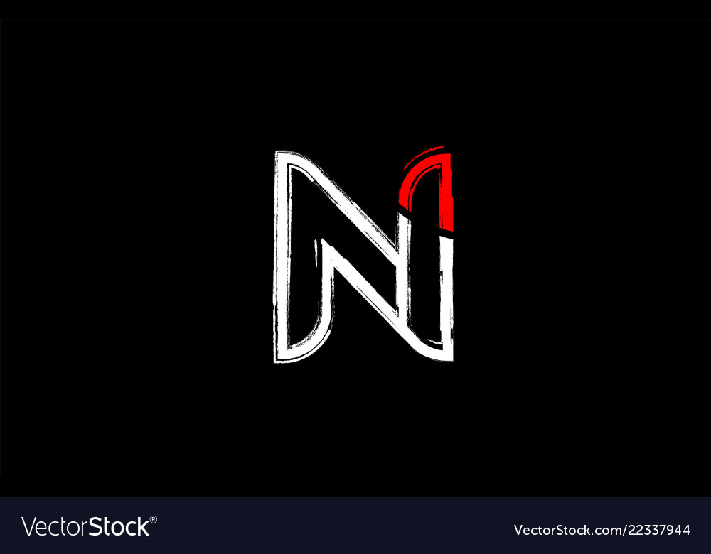 Grunge Red & White Letter N Logo