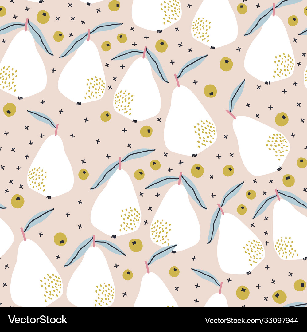 Seamless fruit pattern with creative pears Vector Image