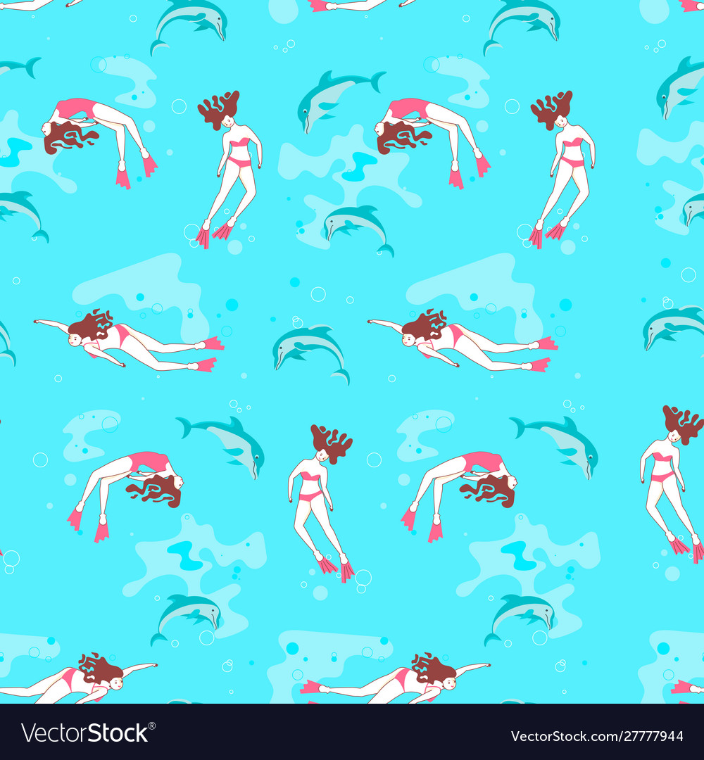 Seamless pattern with bathers