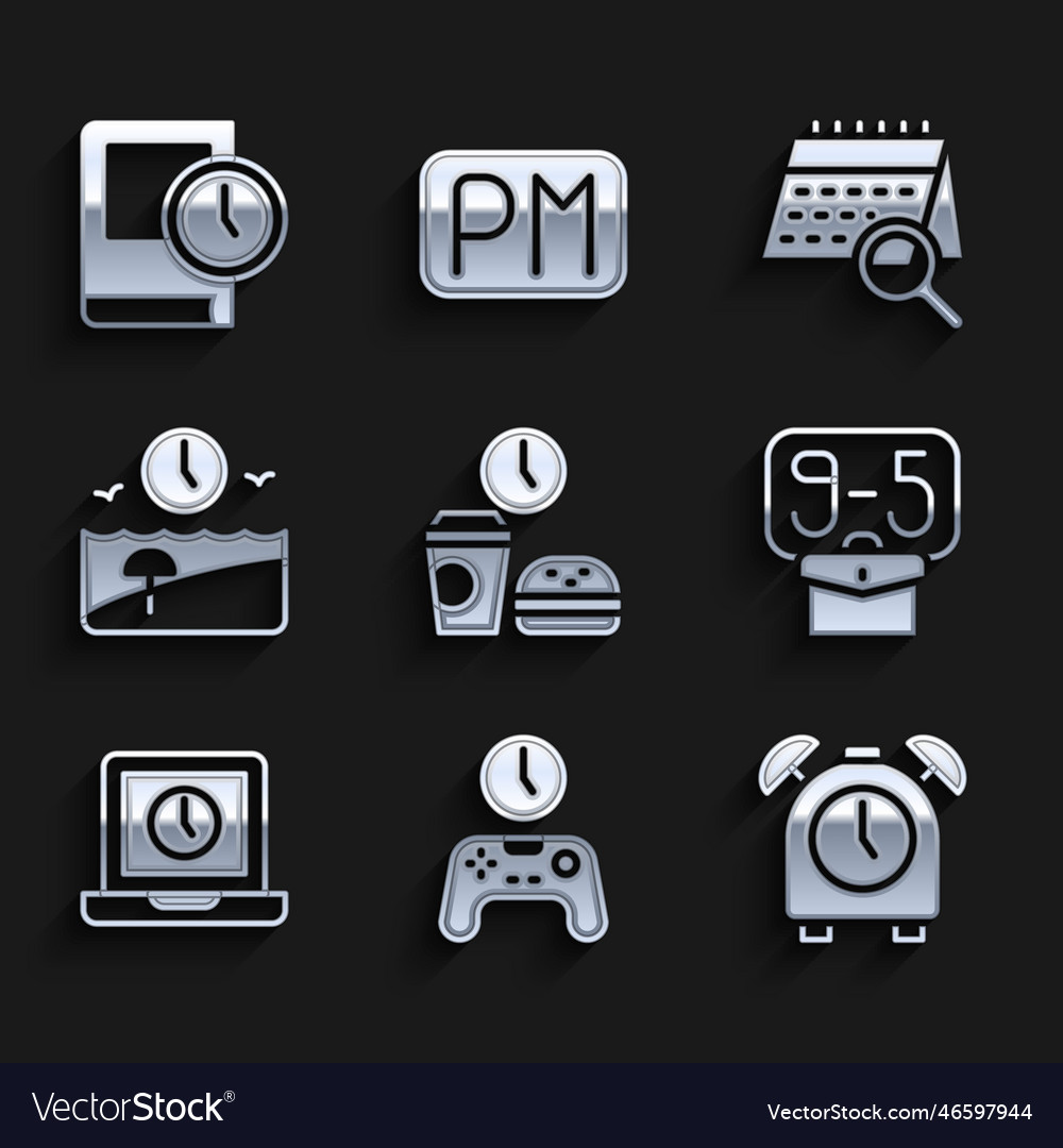 Set fast food time gamepad of alarm clock from vector image Set fast food time gamepad of alarm clock from