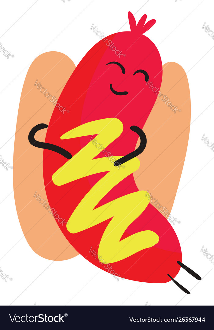 Sleeping hot dog on white background